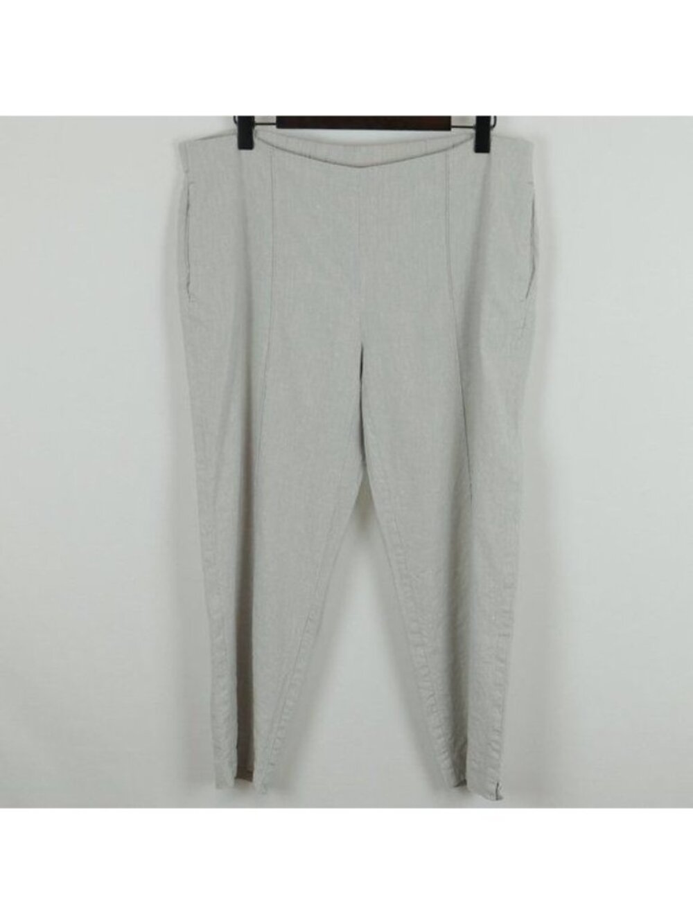 J. Jill Women's Small Gray Stretch Linen Blend Mid Rise Pull On Crop Casual Pant